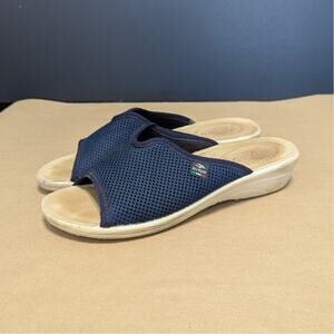 Fly Flot Navy Blue Mesh Comfort Sandals Slip On Mules Open Toe Cushioned SHoes